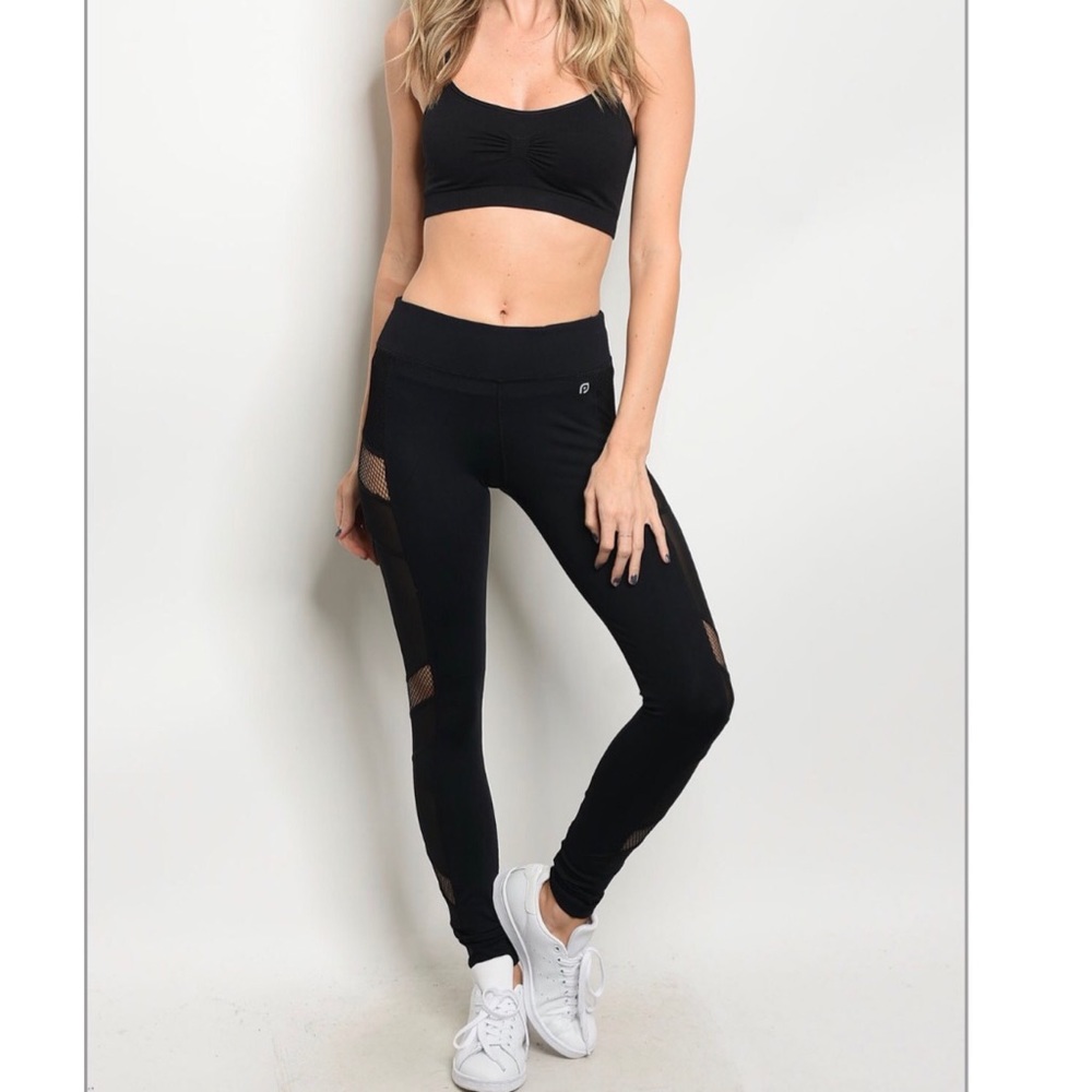 Black Mesh Insert Leggings